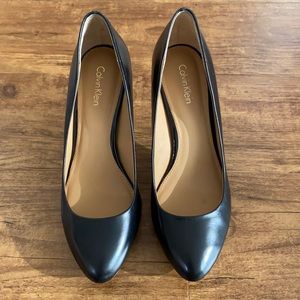 Black leather Calvin Klein heels